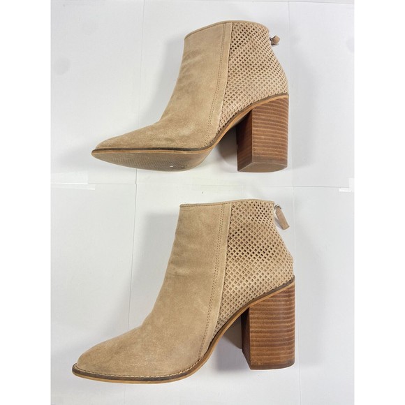 Steve Madden Rumble Bootie Size 9 Perforated Suede back Zip Size Women's Tan - Picture 7 of 11